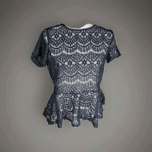 Forever‎ 21 Plus Size Black Lace Peplum Top Size XL